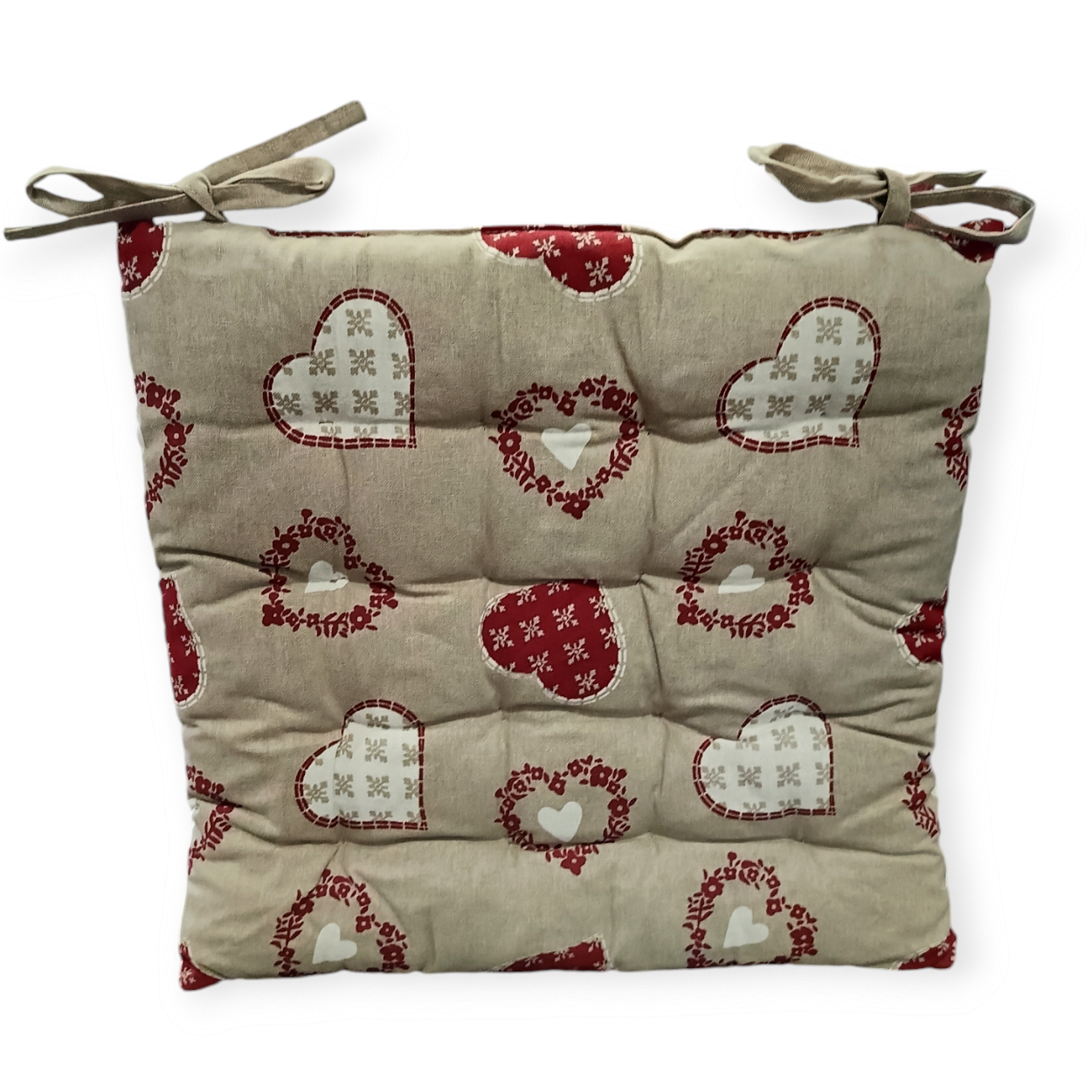 Cuscino Sedia Cuori Shabby Ornon 40x40cm - Comfort 100% Cotone