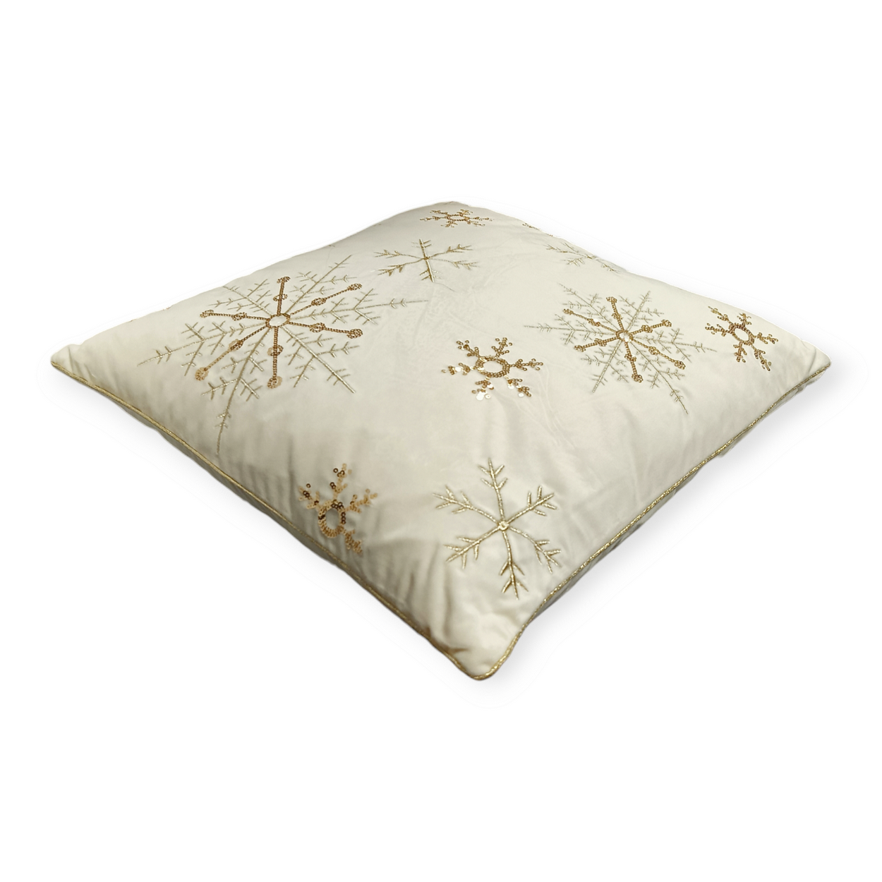 Cuscino Arredo Snow - Cuscino in Velluto Ricamato con Pailettes