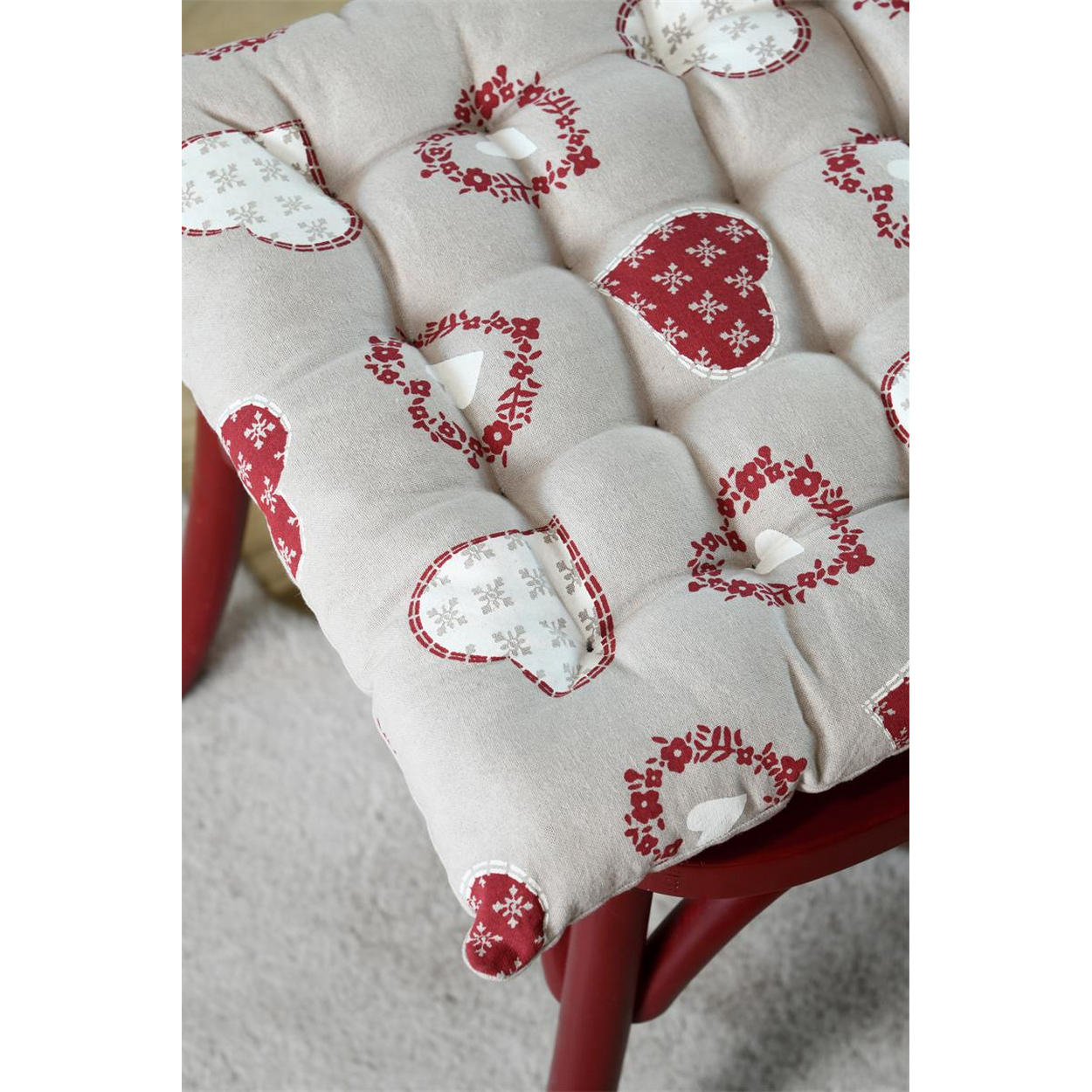 Cuscino Sedia Cuori Shabby Ornon 40x40cm - Comfort 100% Cotone