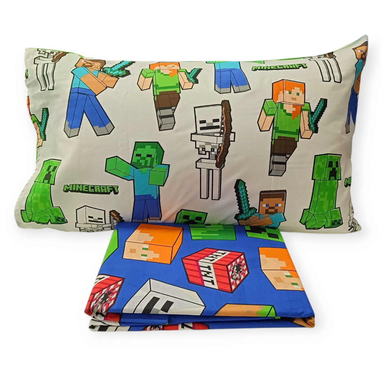 Parure Copripiumino Minecraft in 100% Puro Cotone – Set Letto Gamer