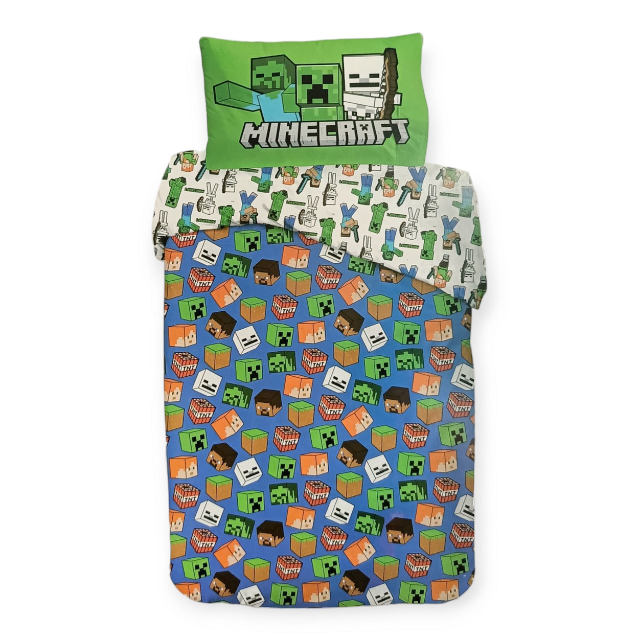 Parure Copripiumino Minecraft in 100% Puro Cotone – Set Letto Gamer