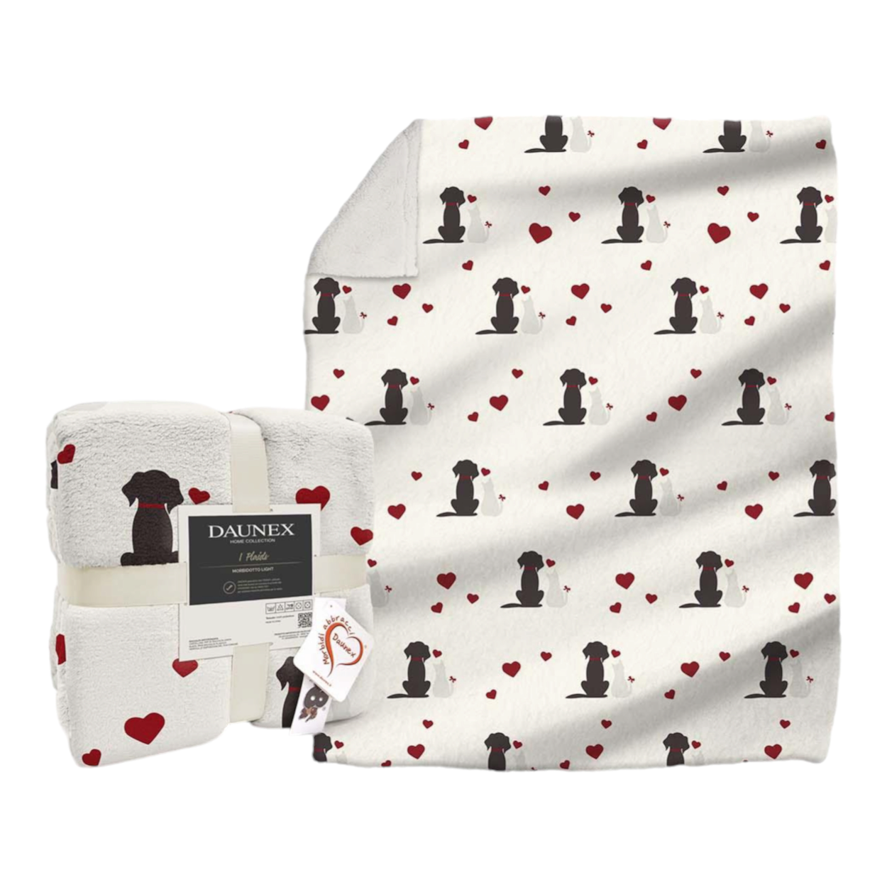 Plaid Daunex Serie Morbidotto Best Friends - 130x160 cm-Flanella e Sherpa