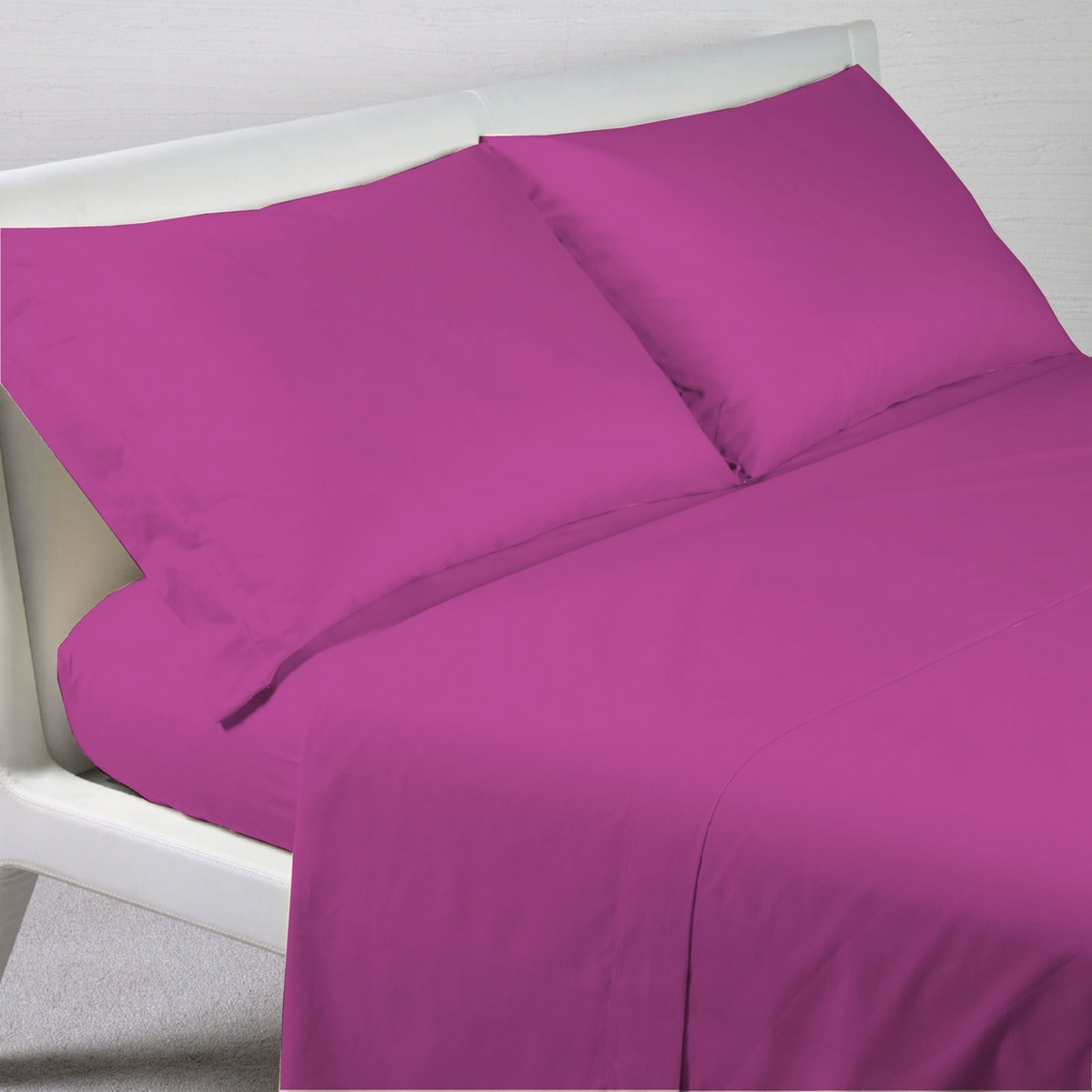 Completo Letto Tinta Unita in 100% Cotone - Made in Italy-Matrimoniale-Singolo-Piazza e Mezza