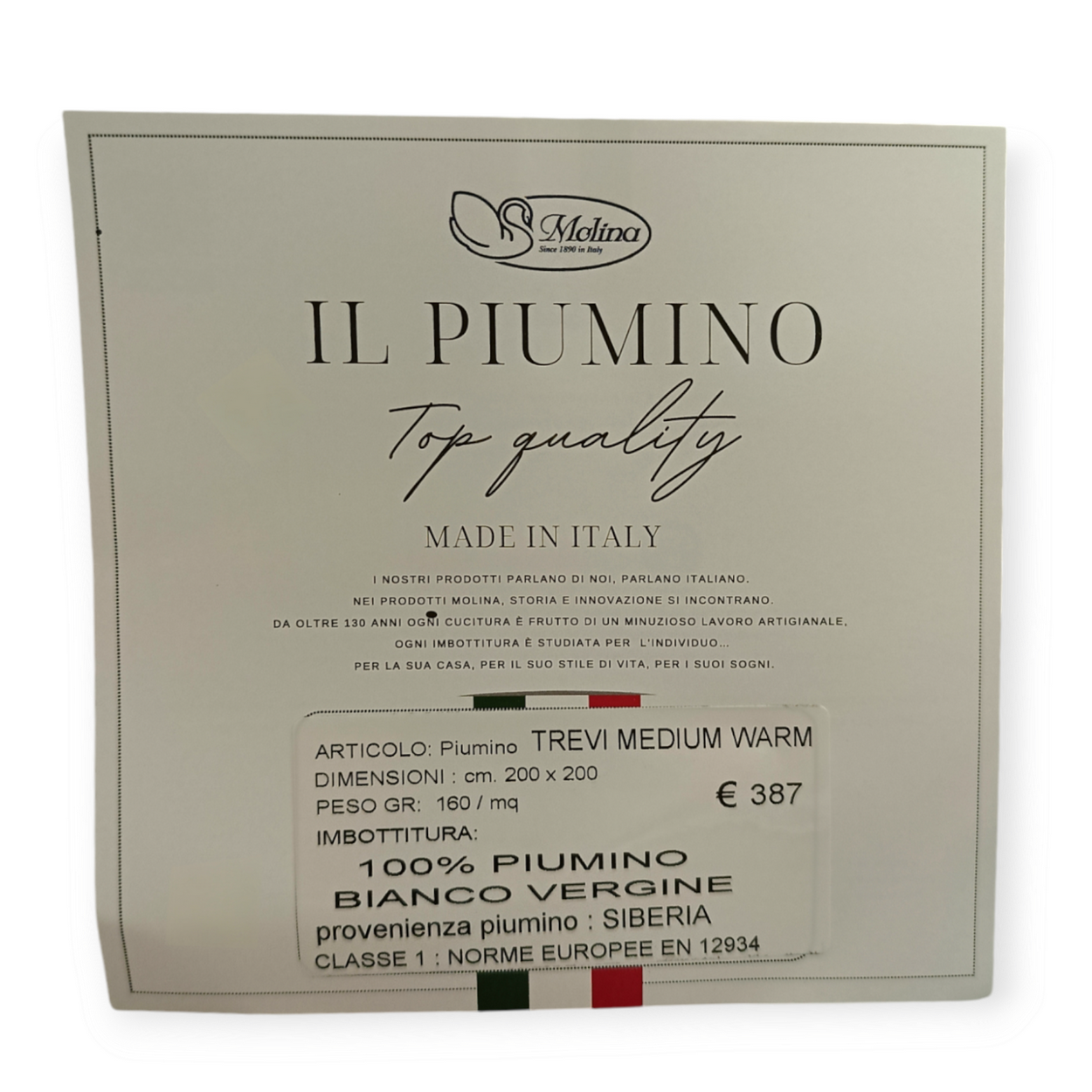 Piumino Siberiano Molina - 100% Piumino d'Oca Vergine-Matrimoniale-Piazza e Mezza