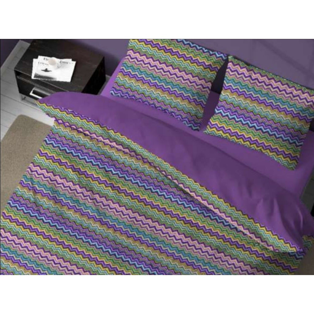 Completo lenzuola letto multicolor Baia Made in Italy copripiumino