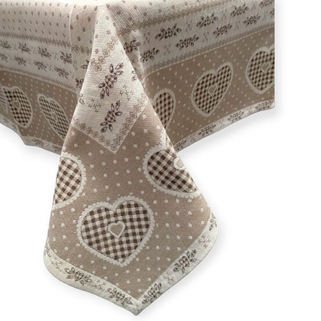 Galtex Daunex Tovaglia da tavola tirolese Cuore stile Shabby  MontMartre Colore Rosso-Verde-Blu-Beige