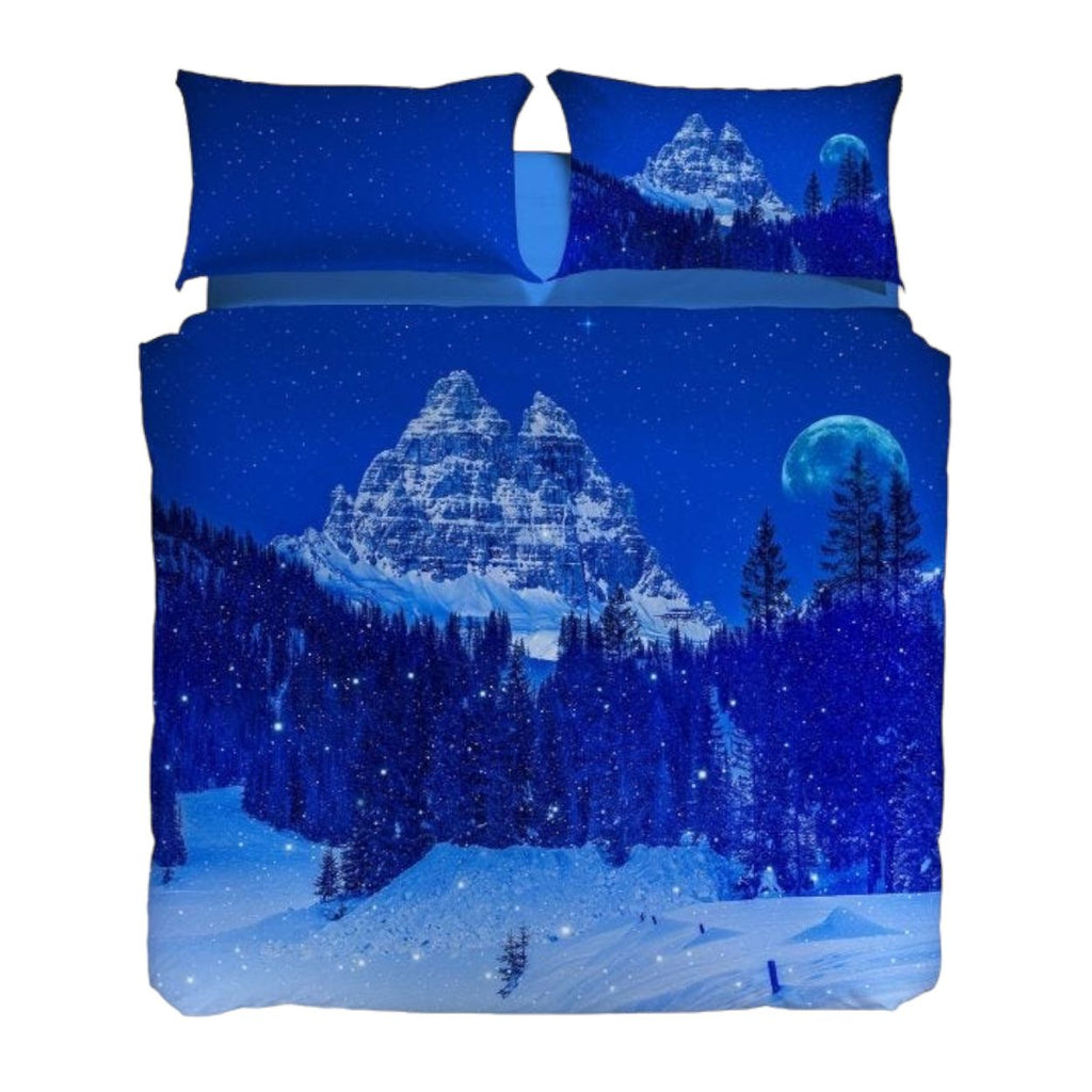 Caleffi SNOW IN THE BLUE NIGHT Completo Copripiumino  Matrimoniale 250x200 cm